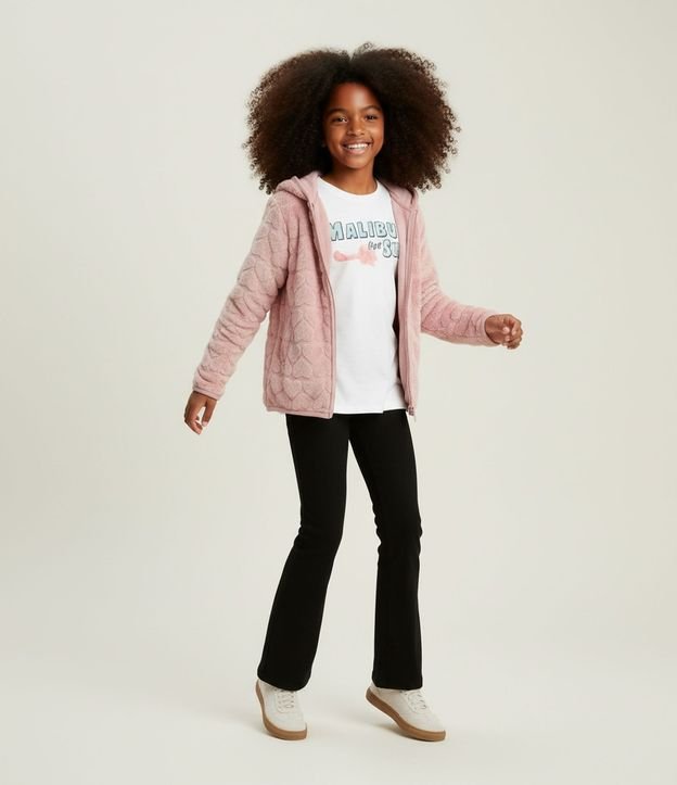 Campera Infantil en Fleece con Capucha y Relieve de Corazones – Talle 5 a 16 años
