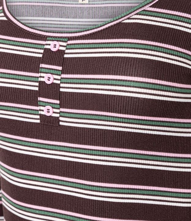 Pijama Largo en Rib con Estampado Rayada 5