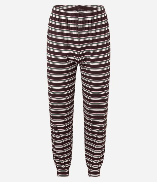 Pijama Largo en Rib con Estampado Rayada 7