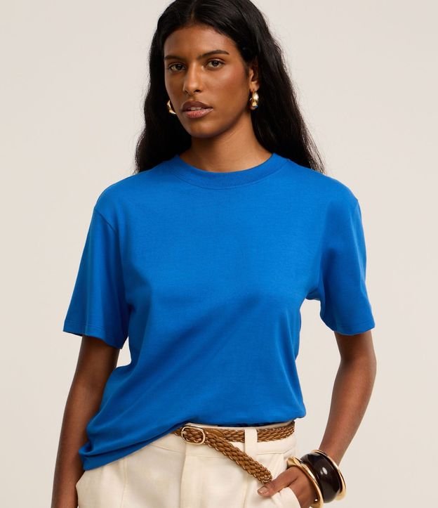 Remera en Algodón con Cuello Redondo