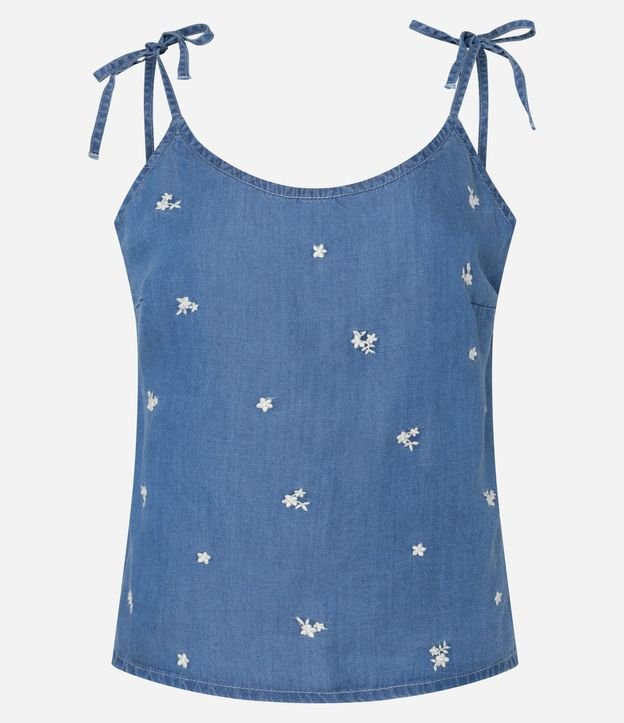 Blusa de Bretel Lazo en Liocel con Bordado Floral 6