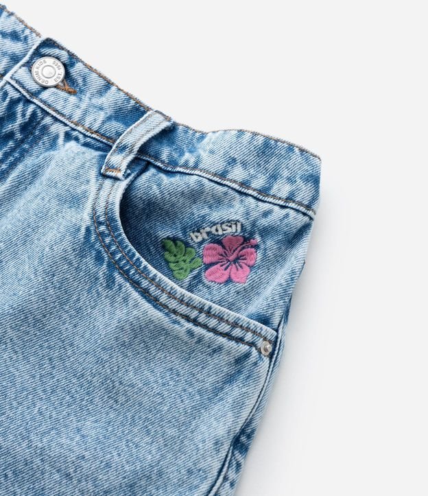 Short Infantil Regular en Jeans con Flor Bordada - Talle 7 a 14  Anos 9