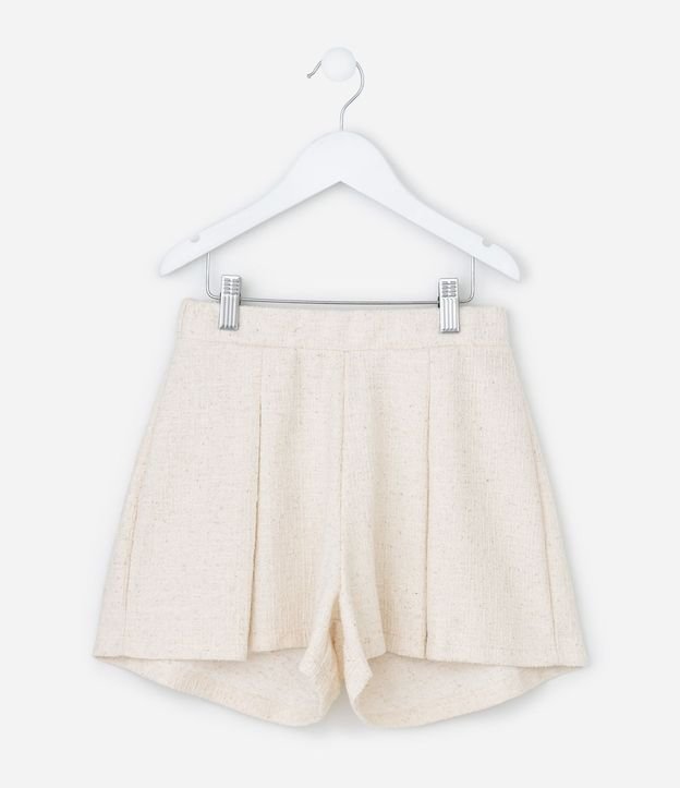 Short Pollera Infantil en Tweed con Pliegues Texturizados - Talle 5 a 14 años