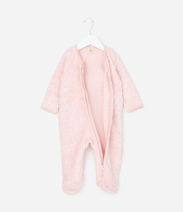 Mono Largo en Fleece con Textura de Corazones - Talle RN a 18 meses 3