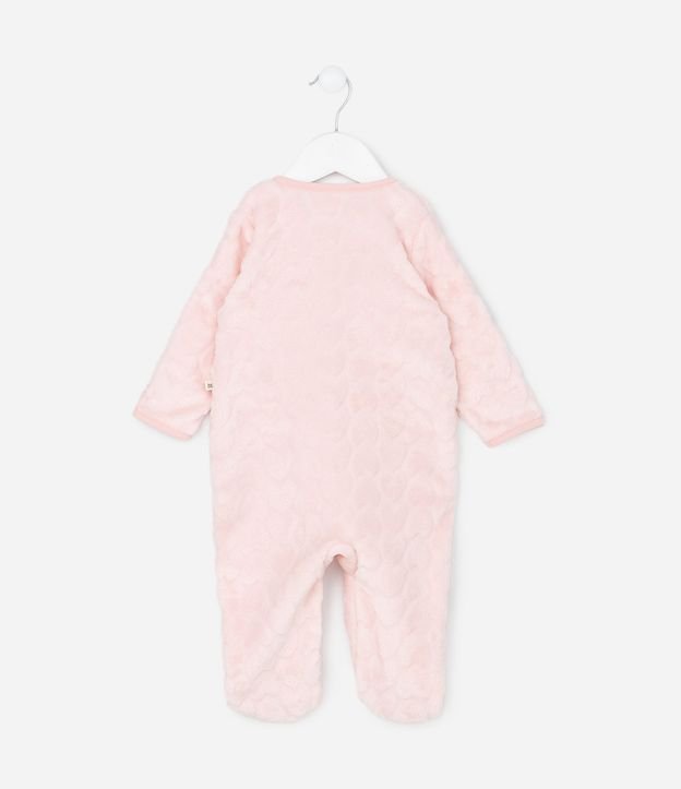 Mono Largo en Fleece con Textura de Corazones - Talle RN a 18 meses 4
