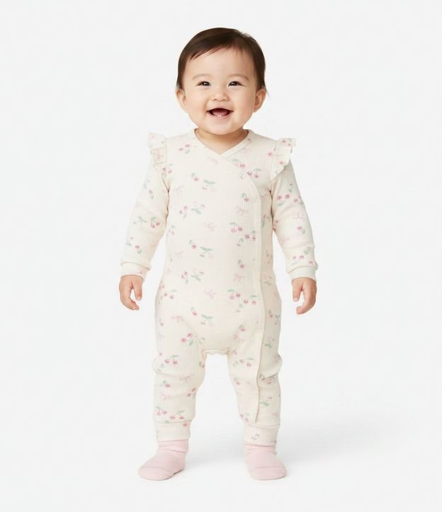 Mono Infantil Manga Larga con Estampa de Cereza – Talle 0 a 18 Meses