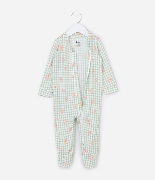 Enterito Infantil en Punto Vichy con Estampado Floral – Talle RN a 18 Meses 3