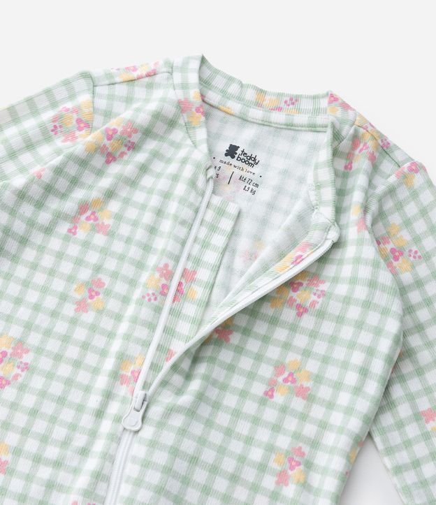 Enterito Infantil en Punto Vichy con Estampado Floral – Talle RN a 18 Meses 7