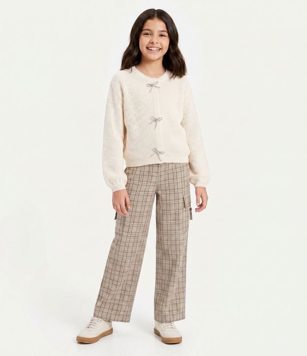 Cardigan Infantil en Punto con Lacitos Brillantes Delanteros – Talle 5 a 14 años 1