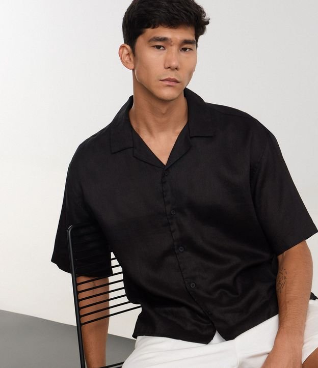 Camisa Boxy en Puro Lino con Cuello Bowling 5