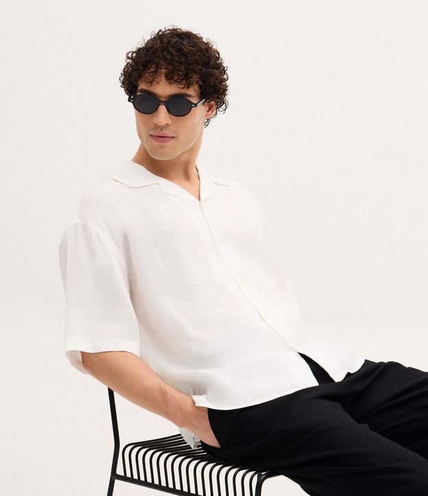 Camisa Boxy en Puro Lino con Cuello Bowling 7