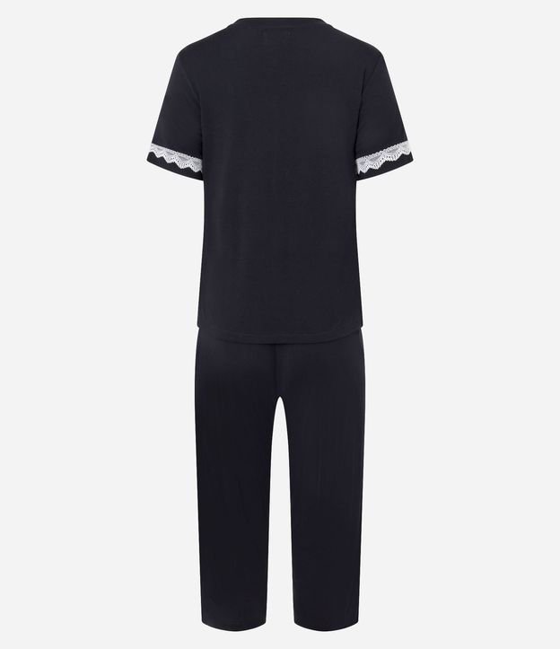 Pijama Largo en Viscosa con Encaje y Pantalón Capri 9