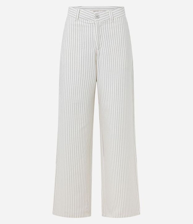 Pantalón Wide Leg Rayada en Sarga con Bolsillos 5