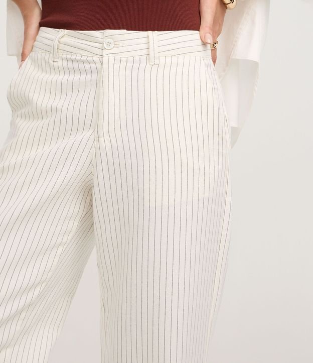 Pantalón Wide Leg Rayada en Sarga con Bolsillos 4