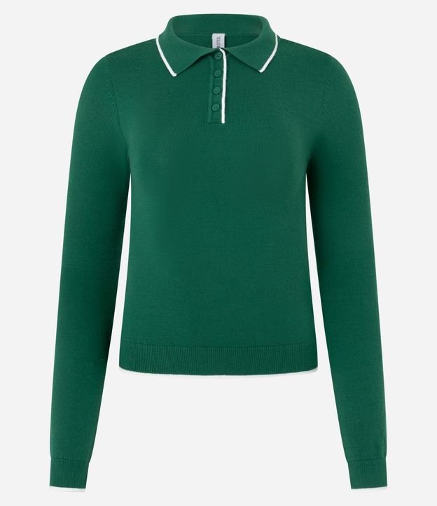 Blusa en Punto con Cuello Polo y Detalle Contrastante 6