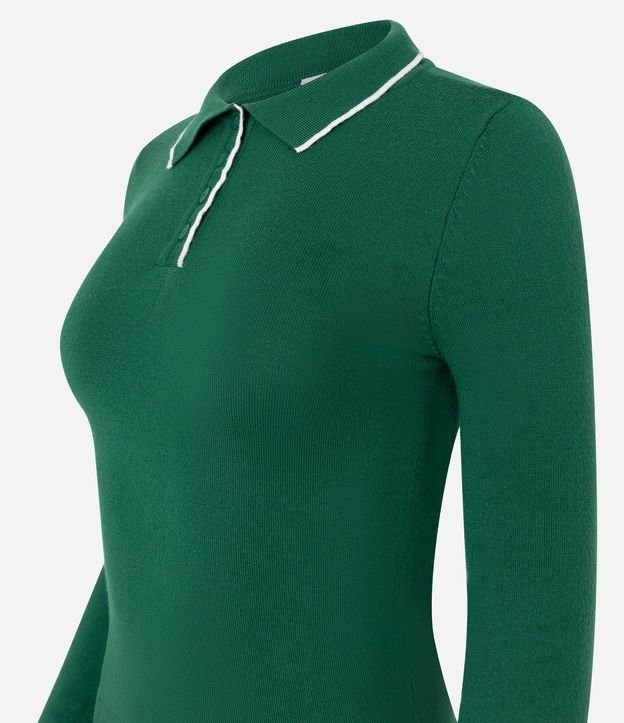 Blusa en Punto con Cuello Polo y Detalle Contrastante 7