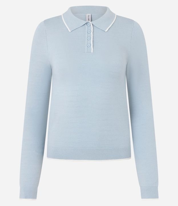 Blusa en Punto con Cuello Polo y Detalle Contrastante 7