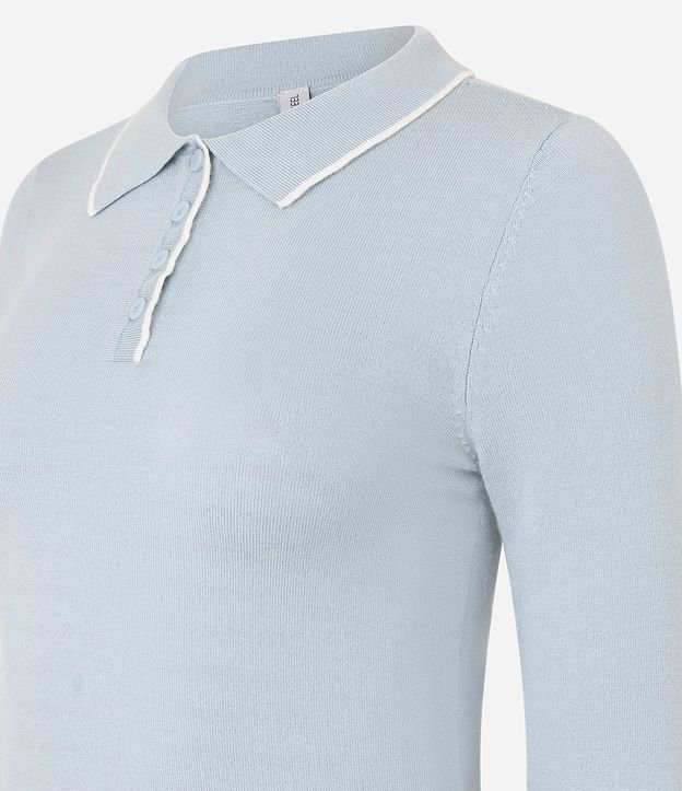 Blusa en Punto con Cuello Polo y Detalle Contrastante 8