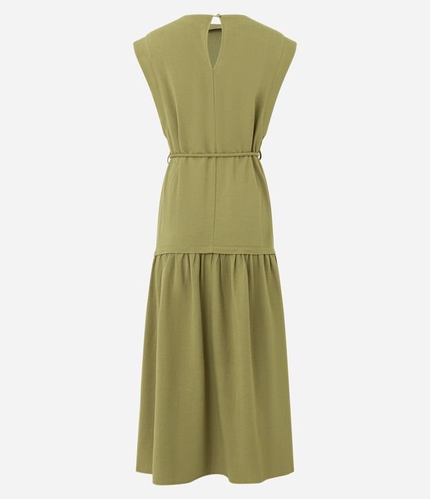 Vestido Evasê Midi en Viscolino con Cinturón Cuerda 7