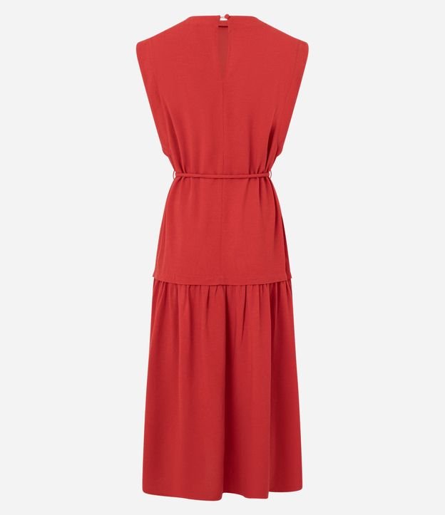Vestido Evasê Midi en Viscolino con Cinturón Cuerda 6
