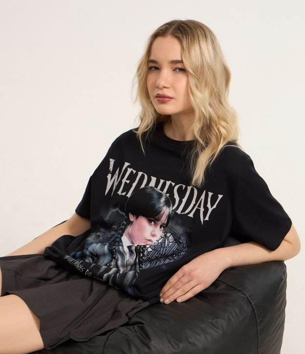 Remera en Algodón con Estampa Wednesday