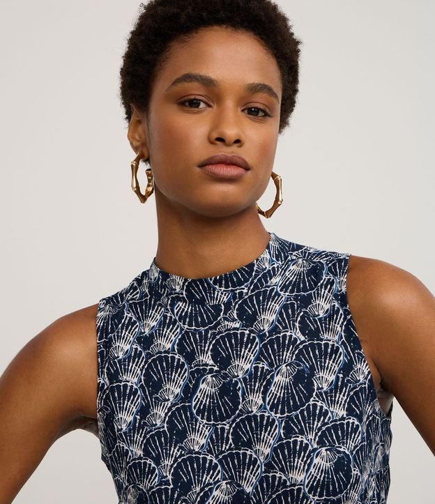 Vestido Evasê Largo en Viscosa con Estampa Caracolas 3