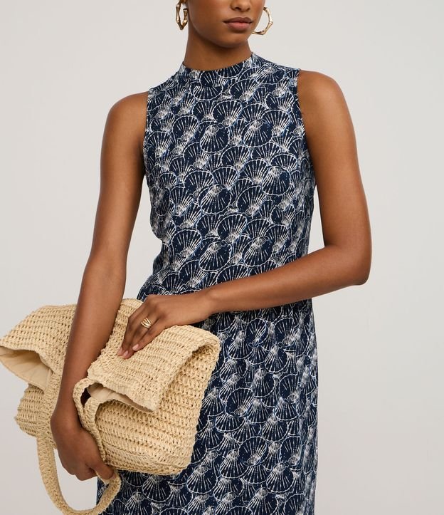 Vestido Evasê Largo en Viscosa con Estampa Caracolas 4