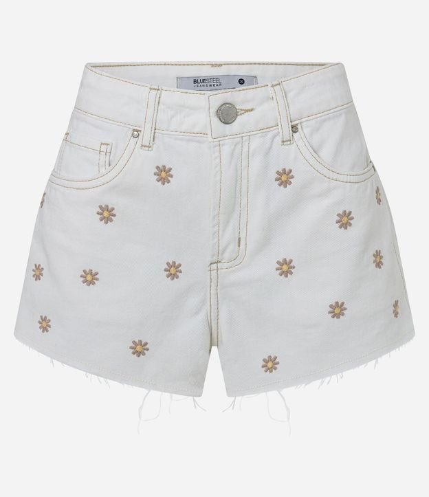Short Slim Cintura Mediana en Sarga con Bordado Floral 6
