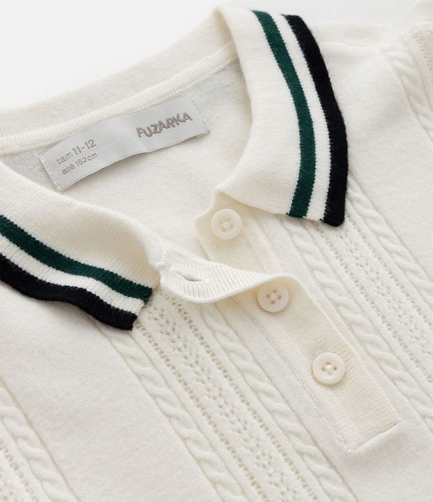 Blusa Infantil en efecto Punto con Cuello Polo y Rayas Contrastantes – Talle 5 a 14 años 7