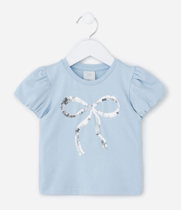 Blusa Infantil con Manga Abullonada y Lazo de Lentejuelas - Talle 1 a 6 años 1