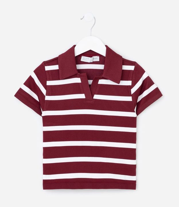 Camisa Infantil Seamless con Rayas y Cuello Polo - Talle 5 A 14 años 1