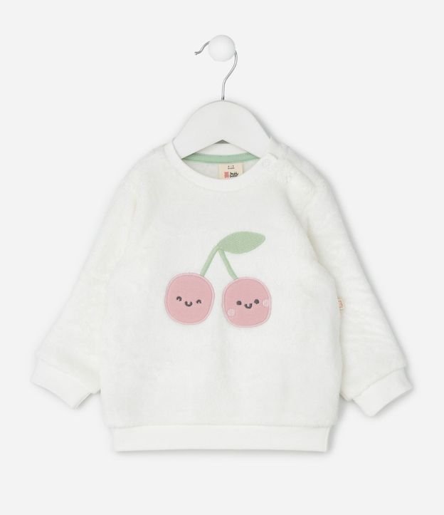 Conjunto Infantil con Bordado de Cerezas y Pantalón Acanalada – Talle 0 a 18 Meses 3