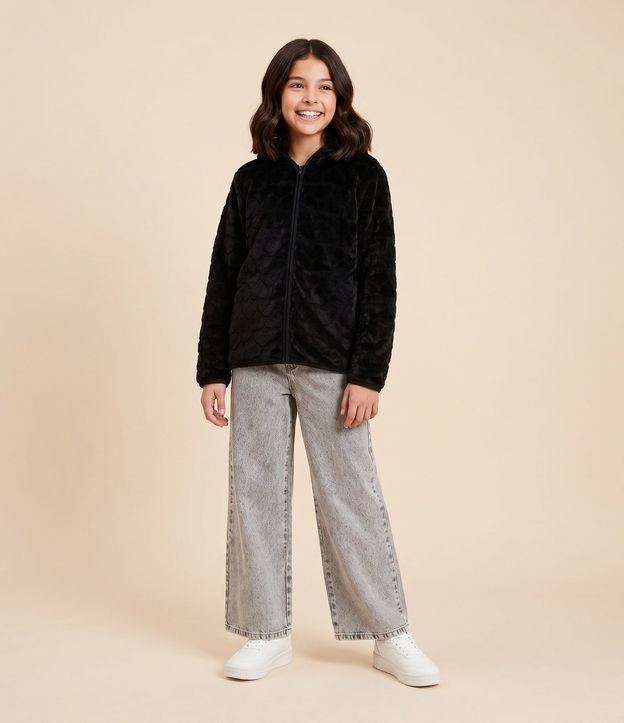 Campera Infantil en Fleece con Capucha y Relieve de Corazones – Talle 5 a 16 años
