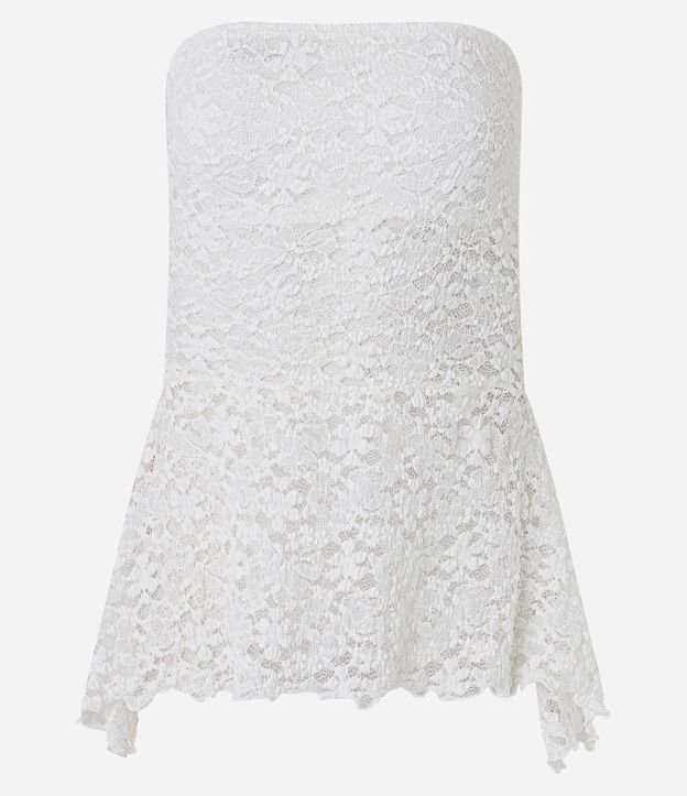 Blusa Sin Breteles en Encaje con Puntas Diferenciadas 5