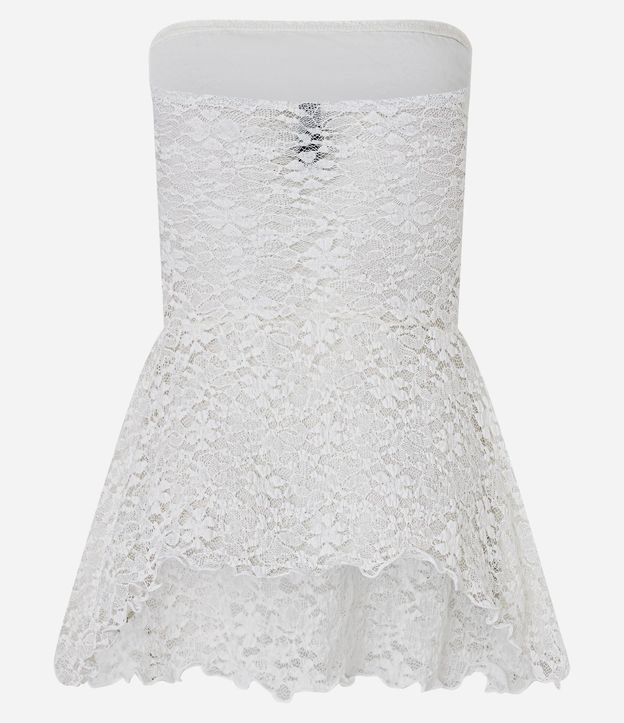 Blusa Sin Breteles en Encaje con Puntas Diferenciadas 8