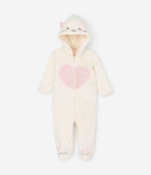 Mono Infantil con Capucha Bordado de Gatita – Talle 0 a 18 Meses