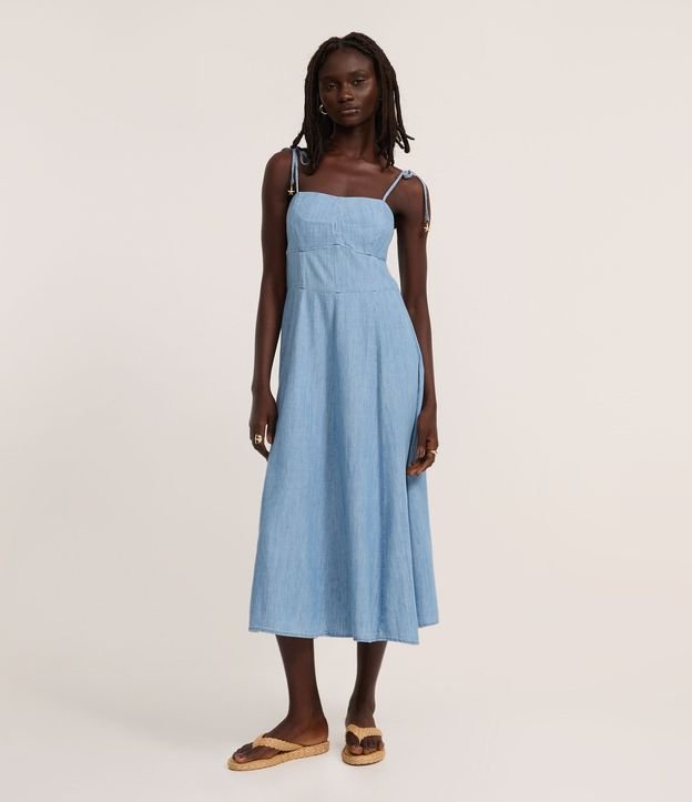 Vestido Midi en Jeans con Amarre en la Tira
