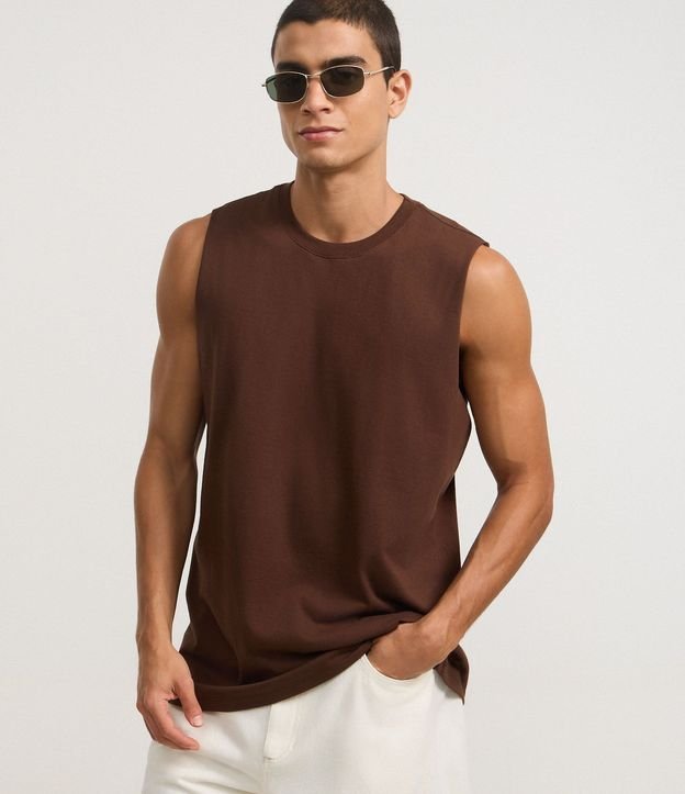 Musculosa en Algodón con Cuello Redondo y Tag en el Bajo 2