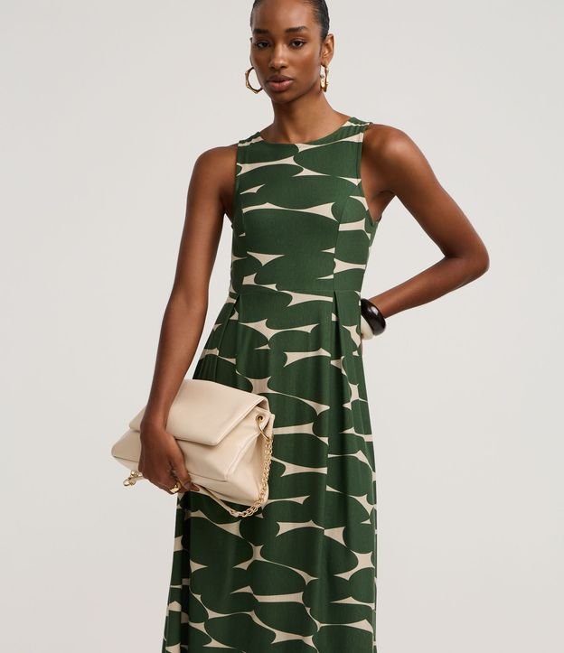 Vestido Midi en Piquet con Estampa Abstracta
