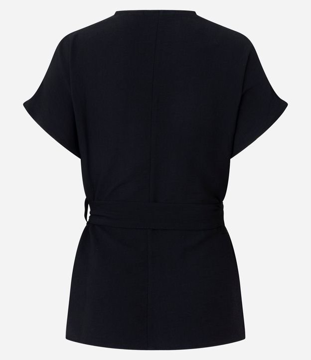 Blusa en Viscosa con Escote V y Cinturón Amarraciones 6