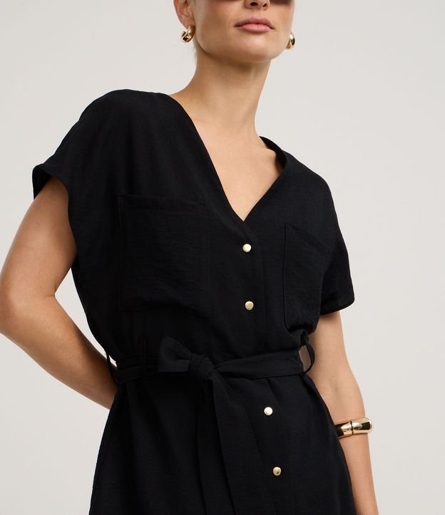 Blusa en Viscosa con Escote V y Cinturón Amarraciones 4