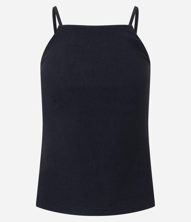 Blusa Ajustada em Viscose com Alça Fina e Decote Reto 6