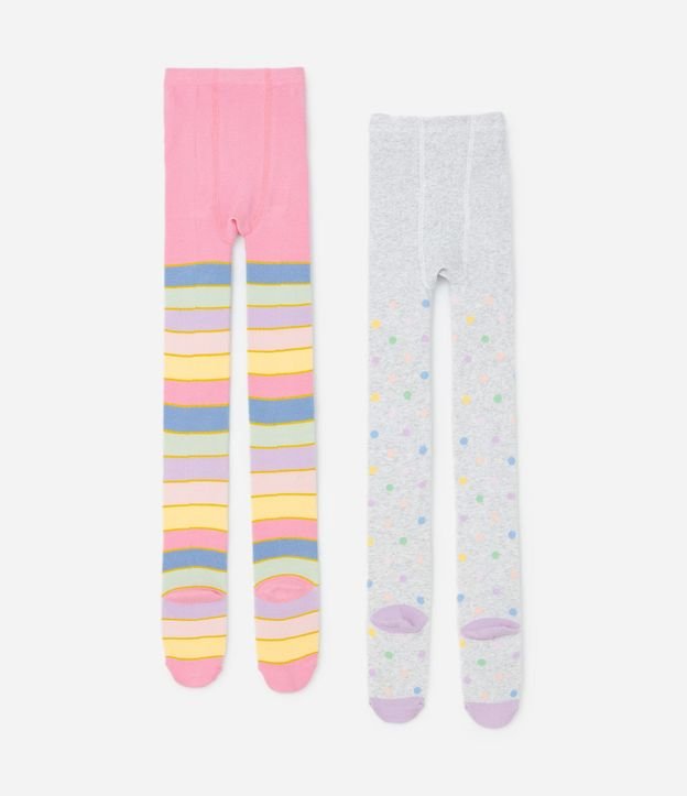 Kit 2 Media Can Can Infantil con Rayas Coloridas – Talle P a G 2