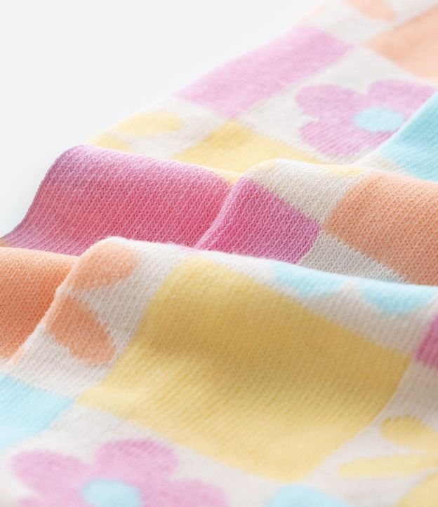 Kit 02 Medias Pantis Infantil con Estampas Rayada y Floral – Talle P al G 4