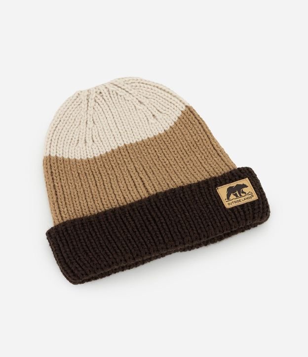 Gorro Infantil Rayada en Punto con Etiqueta Aplicada – Talle U