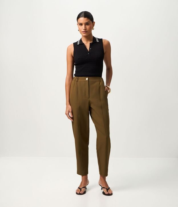 Pantalón Carrot en Crepé con Cintura de Elástico