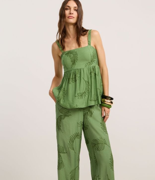 Pantalón Wide Leg en Viscosa con Bordado Follaje 2