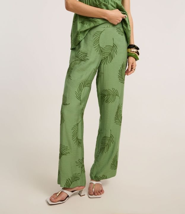 Pantalón Wide Leg en Viscosa con Bordado Follaje 3