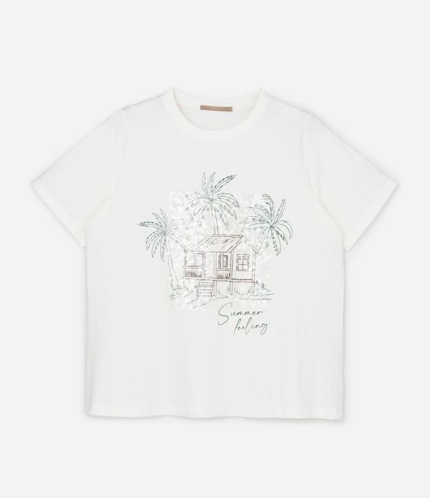 Remera con Estampa Palmeras y Lentejuelas  Curve & Plus Size 5