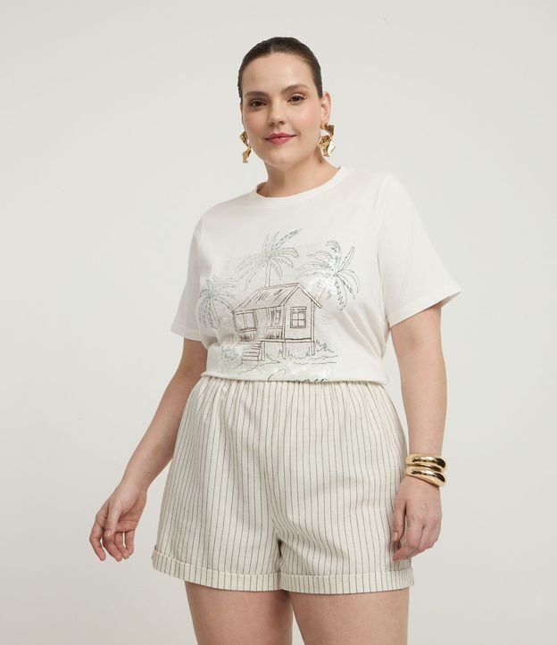 Remera con Estampa Palmeras y Lentejuelas  Curve & Plus Size 2